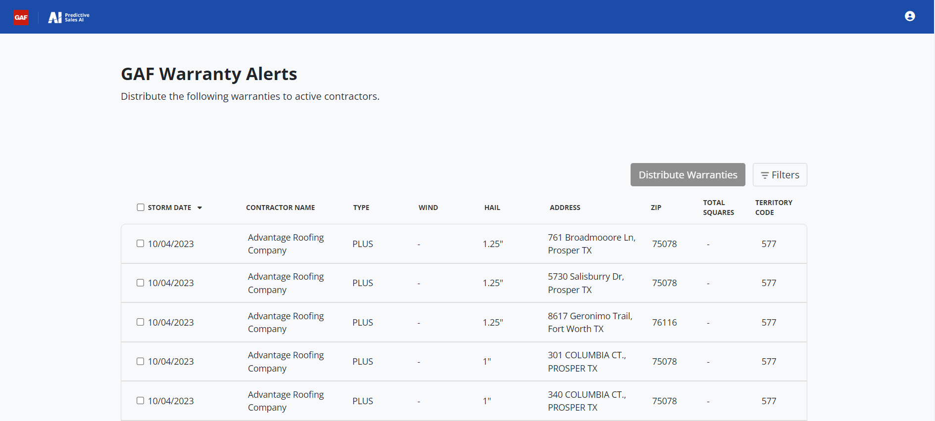 Overview Warranty Alerts for GAF Territory Managers PSAI Help